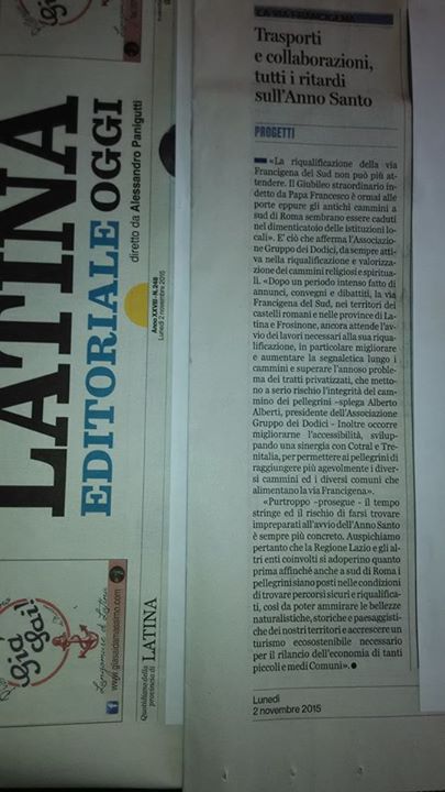Il nostro appello per la #viafrancigenadelsud su <a href="/LatinaOggi/">LatinaOggi</a>