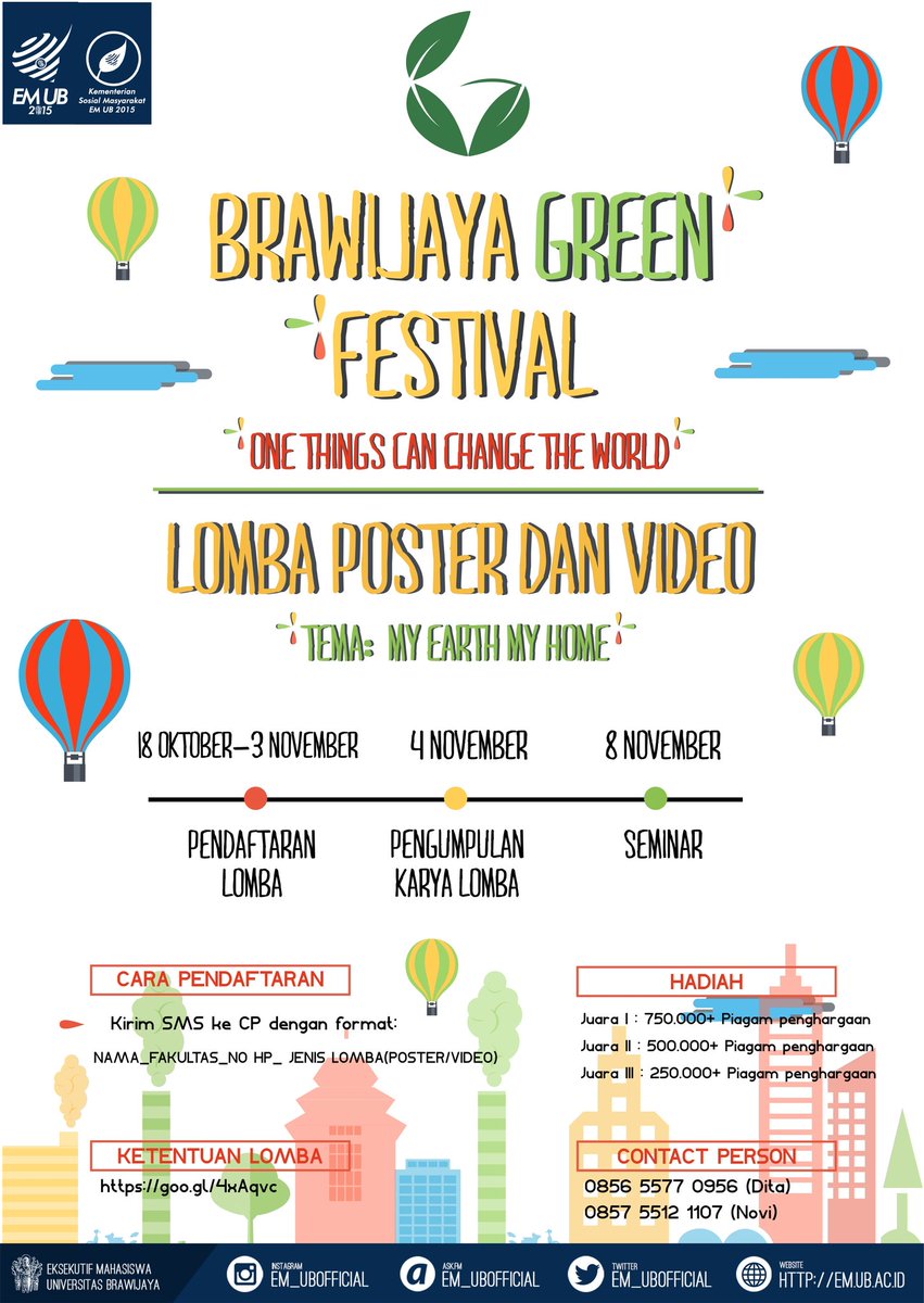 Sospol_EMUB's tweet photo. YUK SEGERA DAFTARKAN DIRIMU!
HARI INI pendaftaran terakhir lomba poster dan video kreatif “My Earth, My Home." https://t.co/QcaZh5LdPT