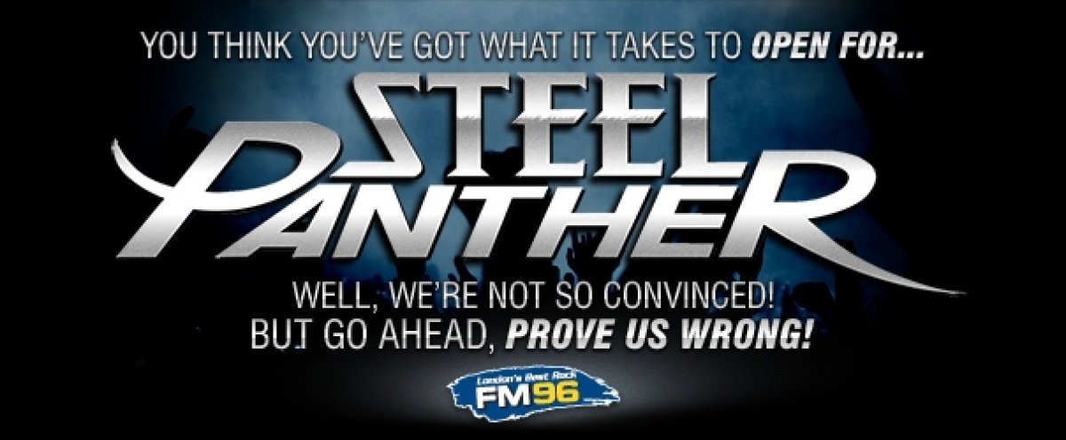 TazFM96's tweet photo. Want to open up for @Steel_Panther @londonmusichall on Nov 15th? Apply with your band here > https://t.co/5FgUiVpW0y https://t.co/wQzHEliFpn