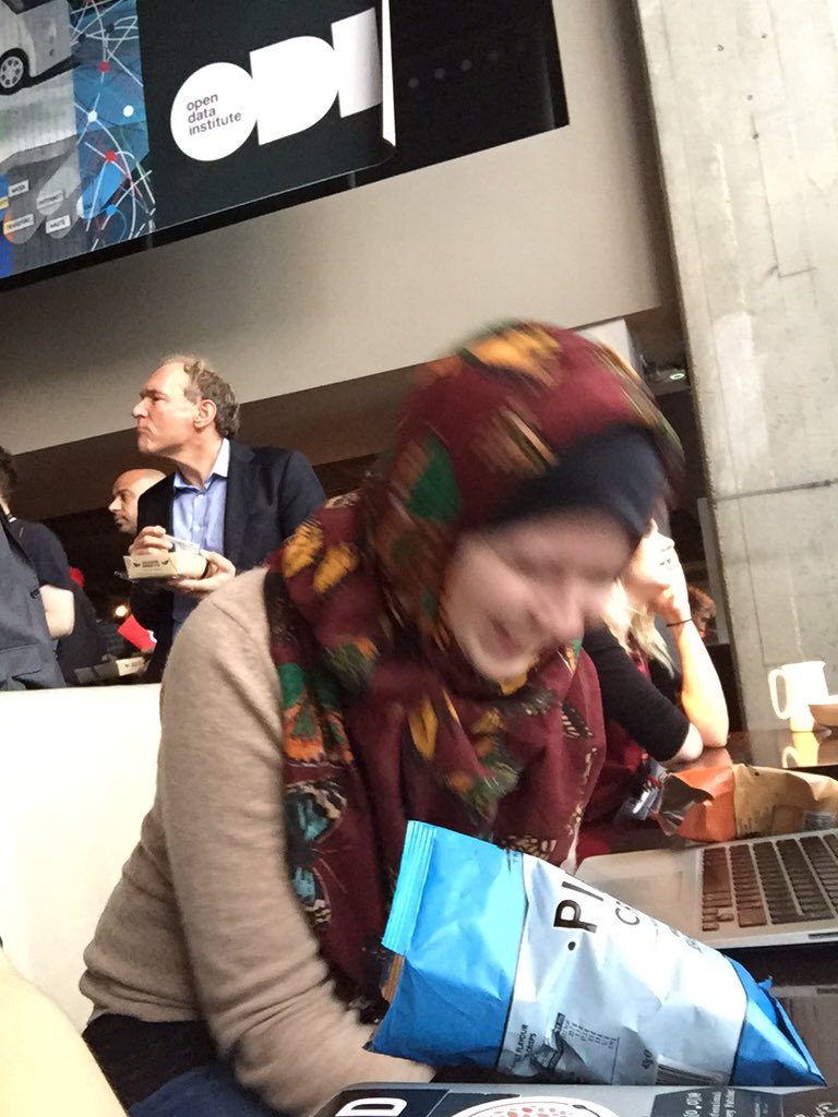 UCLTechSoc's tweet photo. Caught in the act: @zahrataiba fan-girling over @timberners_lee at @ODIHQ Summit #GenerationOpen #rolemodels https://t.co/Pr1Pr5HaPm