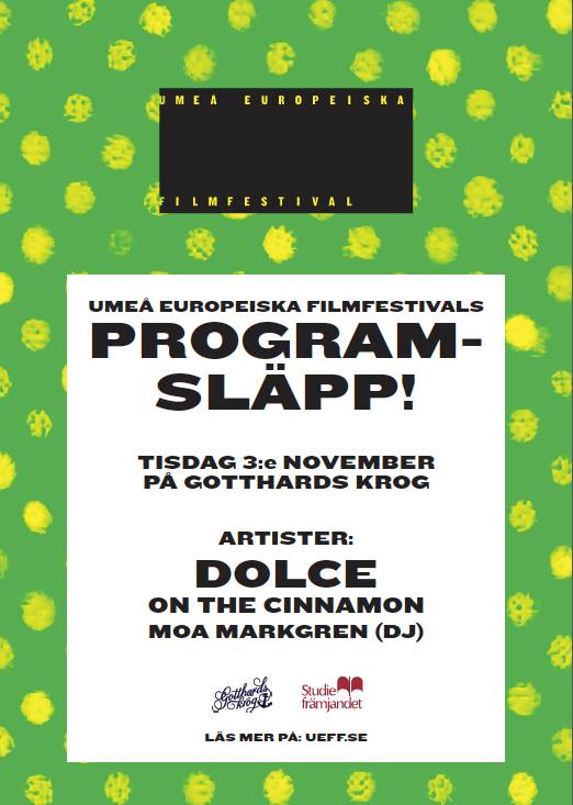 Umefilmfestival's tweet photo. Snart släpper vi årets program, pepp! Kom till Gotthards kl 20, lyssna på skön livemusik och hämta ditt ex #UEFF15 https://t.co/Q30m4p3nad
