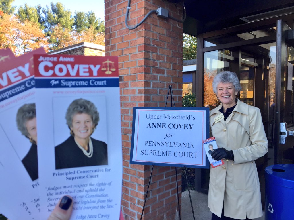 CoveyForJustice's tweet photo. Judge Anne Covey is feeling the support of the voters in Bucks County this morning https://t.co/QjwzcOqqn1