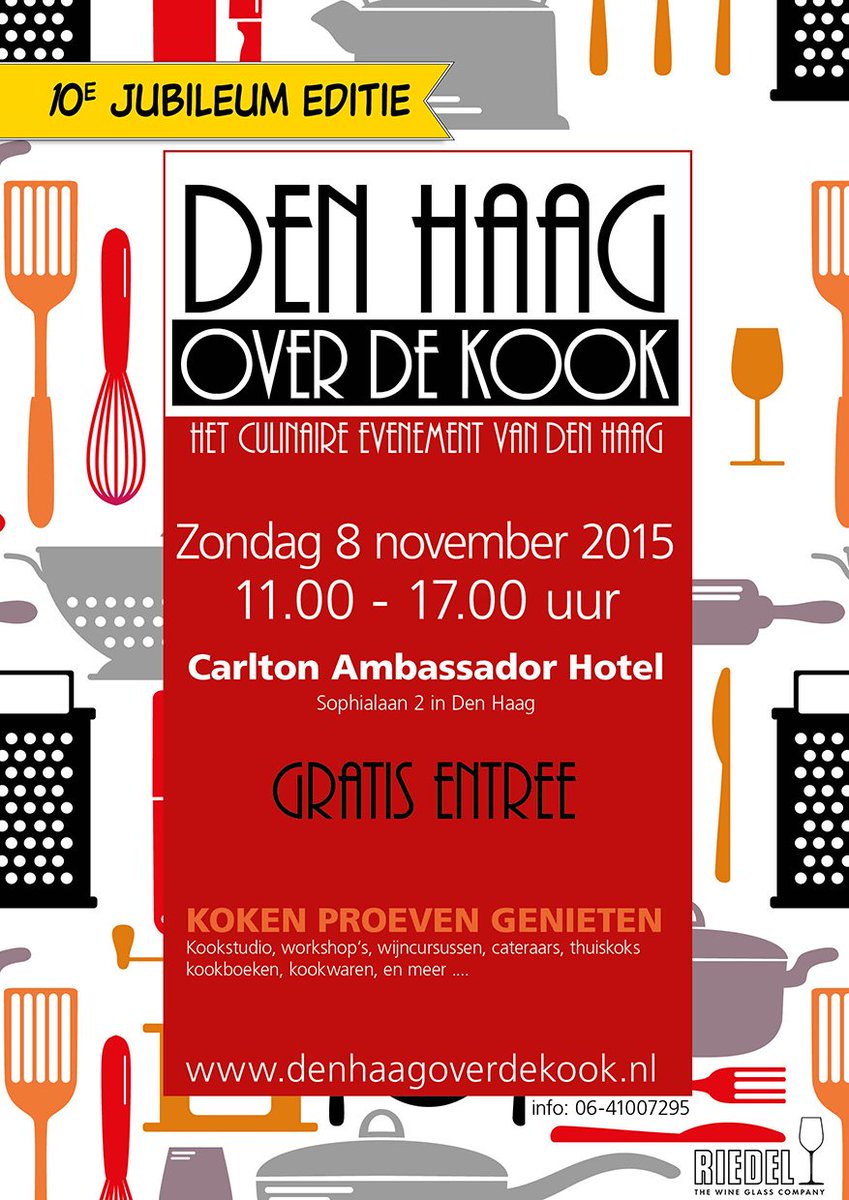 a.s. zondag 8 november de 10e jubileum editie van Den Haag over de Kook in <a href="/CarltonTheHague/">Carlton Ambassador</a> Kom je ook?