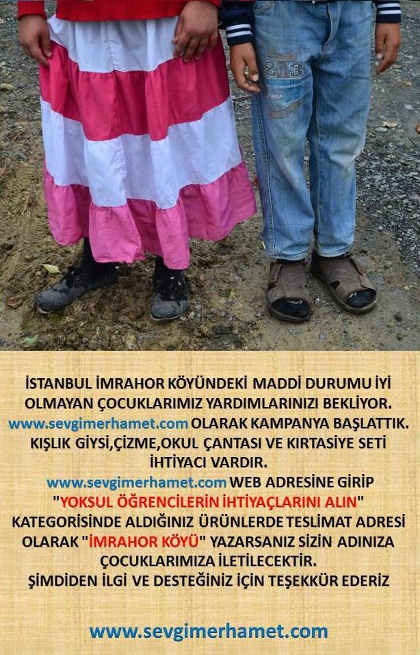 "ÇOCUKLAR ÜŞÜMESİN DİYE YOLA ÇIKTIK"
sevgimerhamet.com'dan yoksul öğrencilere 27 mont,11 bot ve 20 yünlü çizme