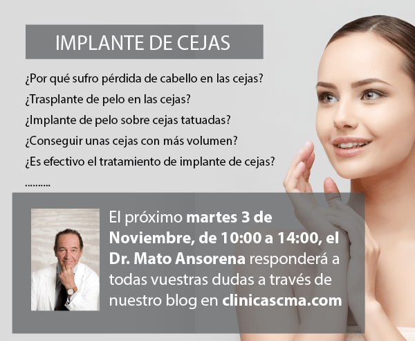 Clinicas_CMA's tweet photo. Preguntas en directo con el Dr. #MatoAnsorena sombre #ImplantedeCejas https://t.co/qTChV8h11P https://t.co/ahCCNBvxje