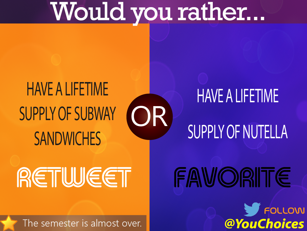 YouChoices's tweet image. Subway or Nutella?