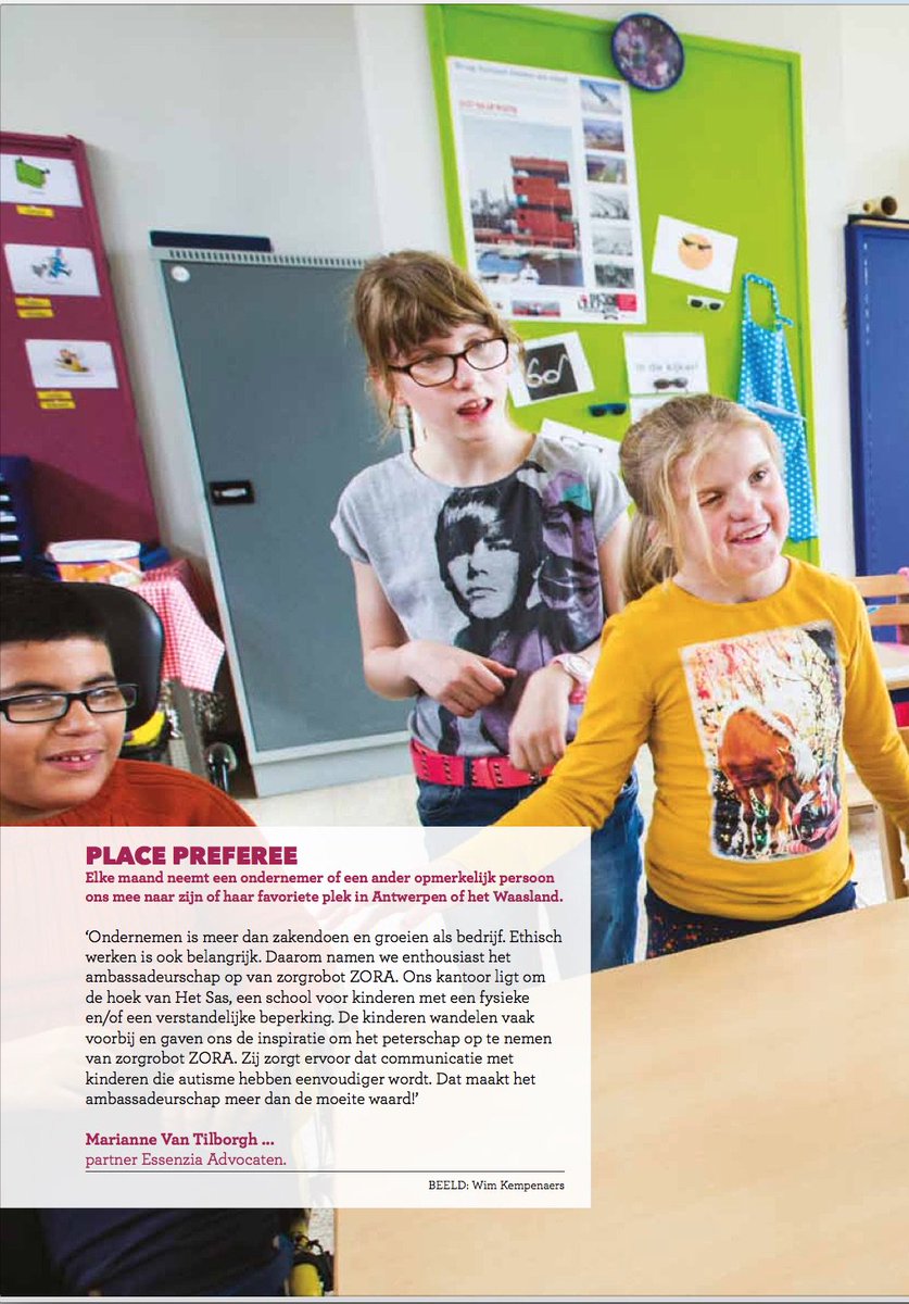 ESSENZIA2015's tweet image. &quot;Place préférée&quot; @MVTilborgh en #Zorgrobot #Zora op school in #maandblad #Ondernemers @kvkaw Fijn dit te kunnen doen
