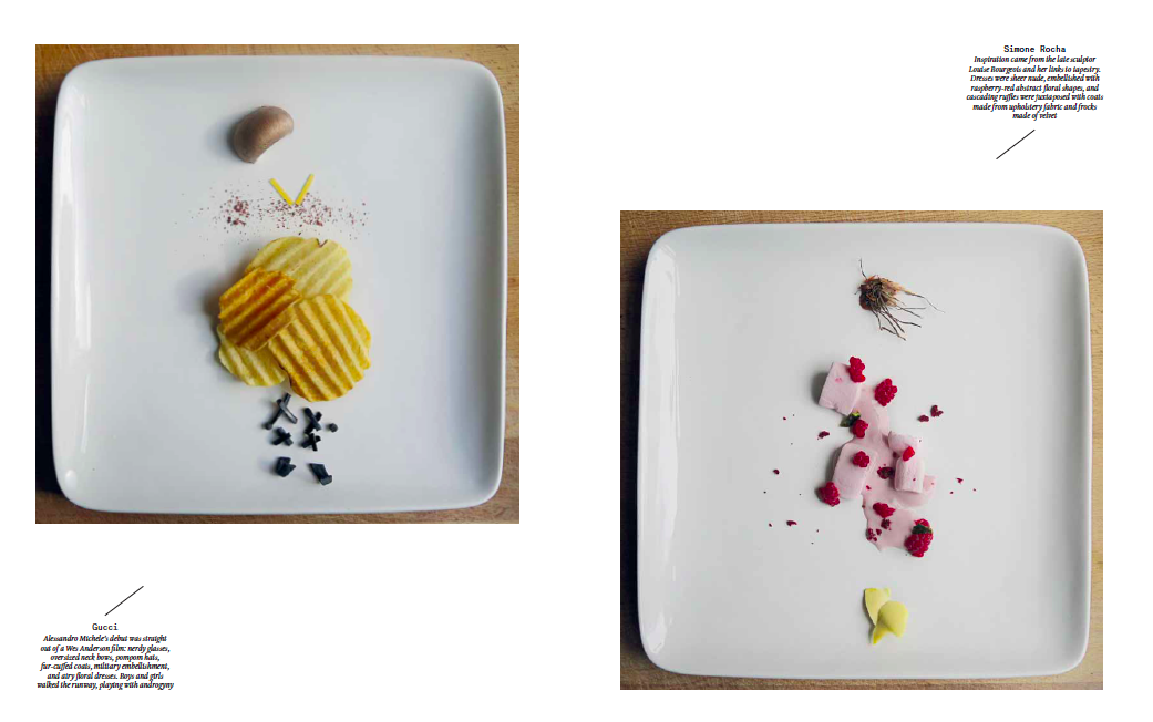Feast your eyes: Our fashion plates. The AW15 collections reinterpreted in food. Mmm. SEE THEM ALL IN THE NEW ISSUE