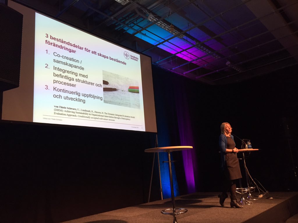 Vinnvard's tweet photo. 3 beståndsdelar för bestående förändring: Cocreation, integration &amp; uppföljning! @ulricavt @kvalitetsmassan https://t.co/au6Wo3Cw4V