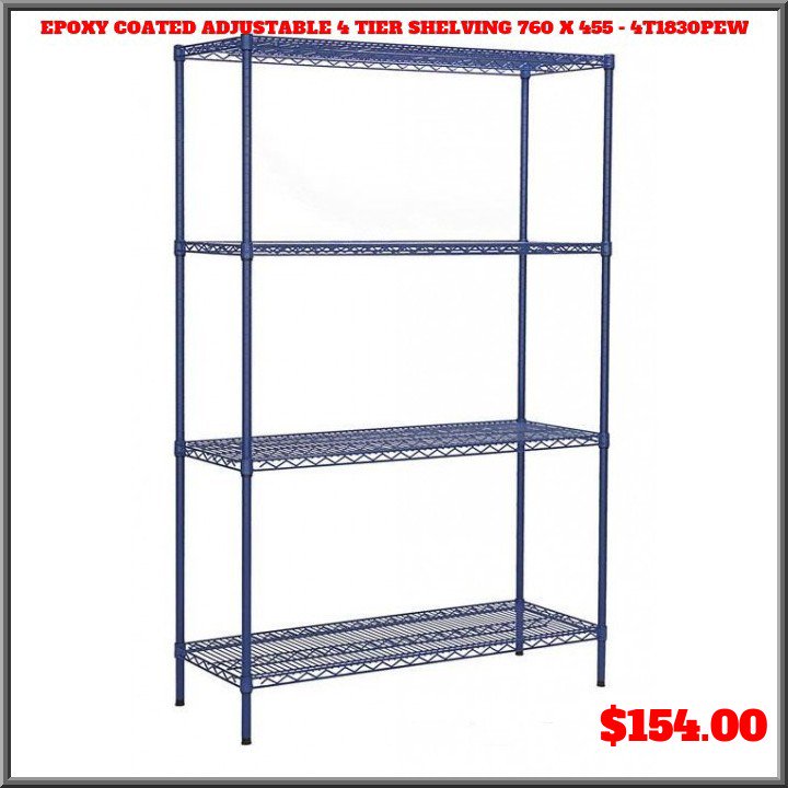 AlphaFlatpack's tweet image. EPOXY COATED ADJUSTABLE 4 TIER SHELVING 760 X 455 - 4T1830PEW AT NOW $154.00 !!! goo.gl/icBxj5