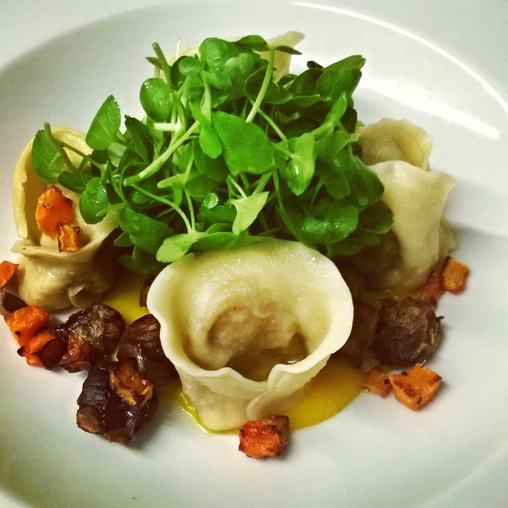 VallumRest's tweet photo. Lovely Vallum grown squash tortellini  on our Autumn menu Tel: 01434 672 406 to reserve your table https://t.co/L3gFBhVmAq