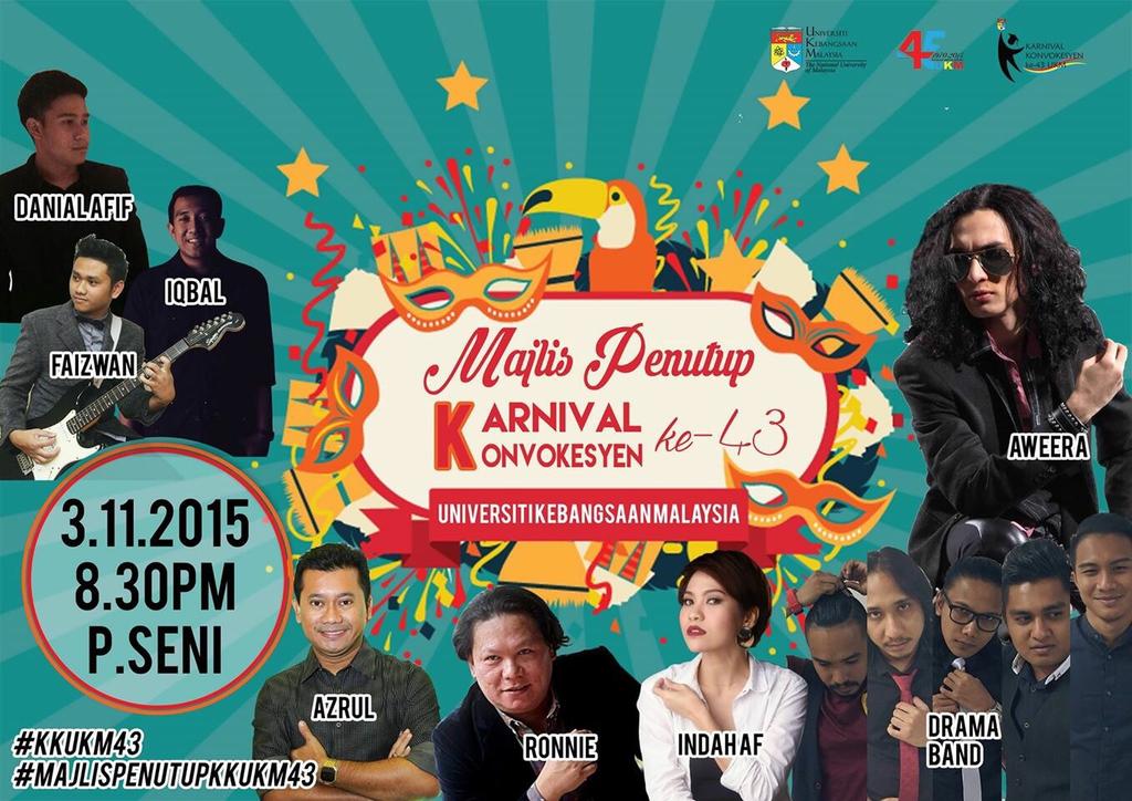KKUKM43's tweet photo. Jom korang pegi penutup karnival konvokesyen 43 malam ni guys! Ramai artis datang malam ni! @UKMtwt #kkukm43 https://t.co/eaW0NXWrk9