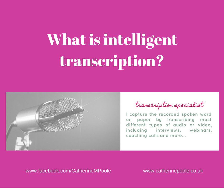 catherinempoole's tweet image. What is intelligent #transcription? It's taking the ums/ers out of the spoken word to turn it into the written word.