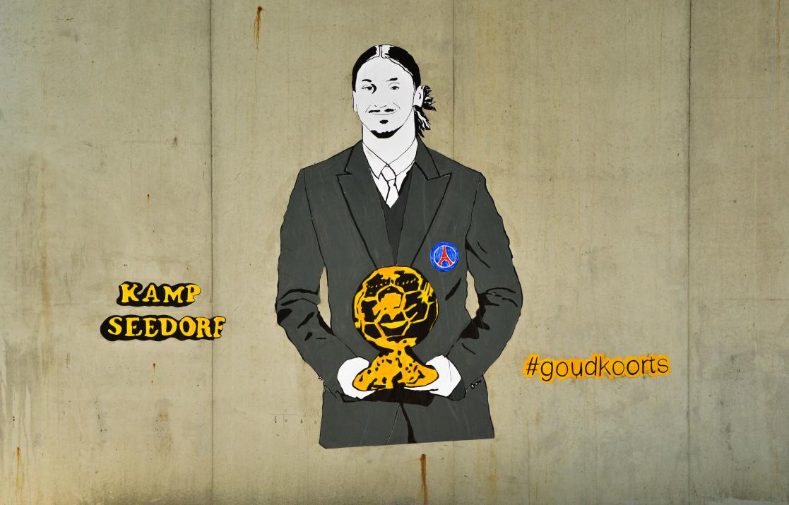 kampseedorf's tweet photo. #kampseedorf wants @Ibra_official to win the Ballon d'Or! #nomessi #noronaldo #goudkoorts #handpainted #streetart https://t.co/mhsshRaAAf