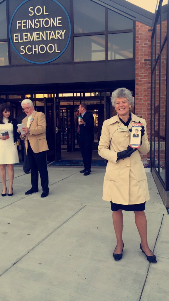 CoveyForJustice's tweet photo. Judge Anne Covey has arrived at the first polling place of the day. #covey2015 https://t.co/sriQGgyGtu