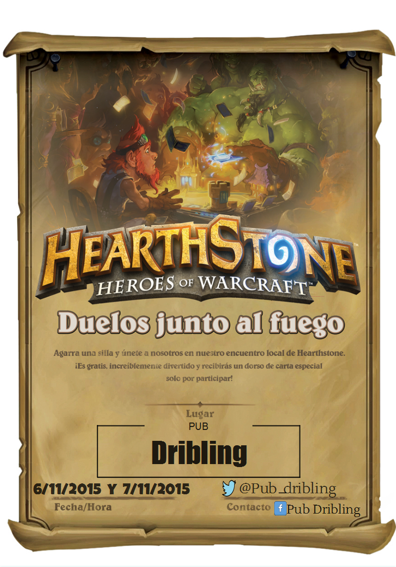 Pub_Dribling's tweet photo. @HearthStoneES Nos ayudas a darle difusión al evento? Rt please https://t.co/WmpsBu9ty2