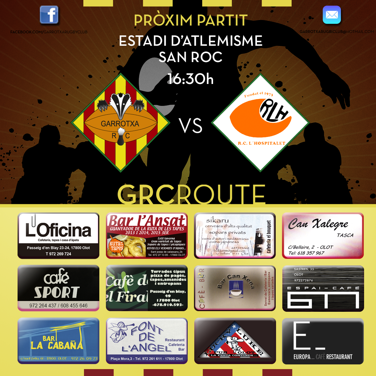 Per fi tornem a jugar a Sant Roc! #GRCSUPORTER no t'ho pots perdre! Dissabte 7 a les 16:30h: GRC-<a href="/RCLHospitalet/">Rugby Club L'Hospitalet (oficial)</a>!!