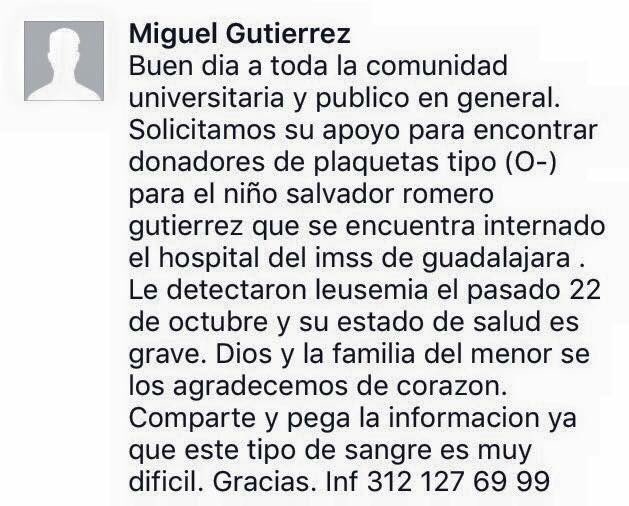 VoluntariadoC's tweet photo. Servicio social, Se requieren plaqueta tipo O- para el pequeño Salvador Romero en #Colima https://t.co/5zIx0cIHOh