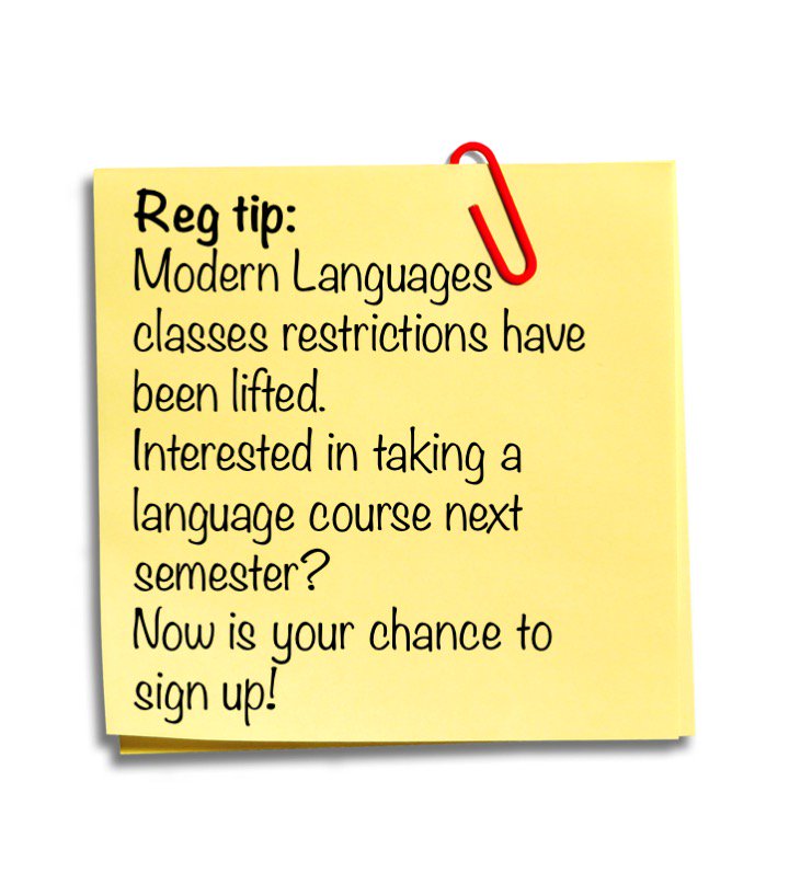 GTliberalarts's tweet photo. #Regtip Modern Languages classes restrictions have been lifted. Now is your chance to sign up! https://t.co/7rn57B3RCT