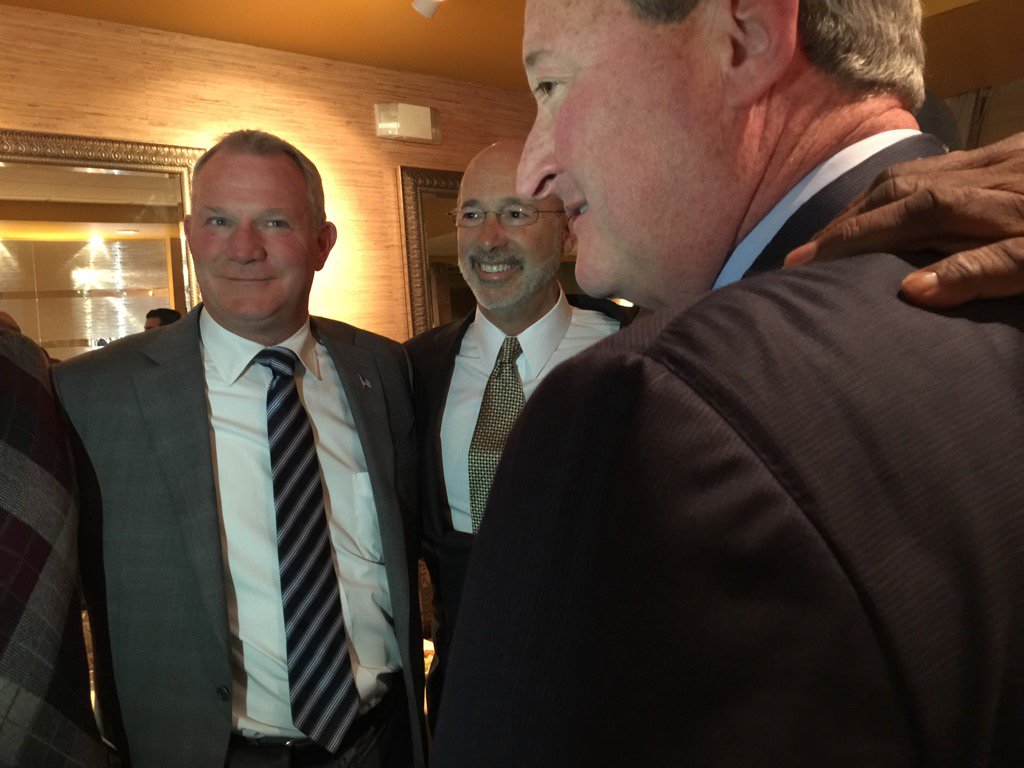 thephillyvoice's tweet photo. .@doughertyforpa @GovernorTomWolf and @JimFKenney at Relish in Philadelphia. #NextMayorPHL https://t.co/PnrtdTG1dh