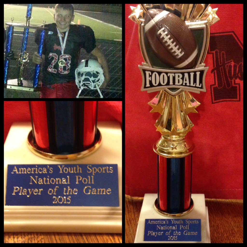 MelyndaYoder's tweet photo. Undefeated season: 2015 Champs and this guy "Player of the Game" award from America's Youth Sports. #YoderStrong https://t.co/dANuvKAxLJ