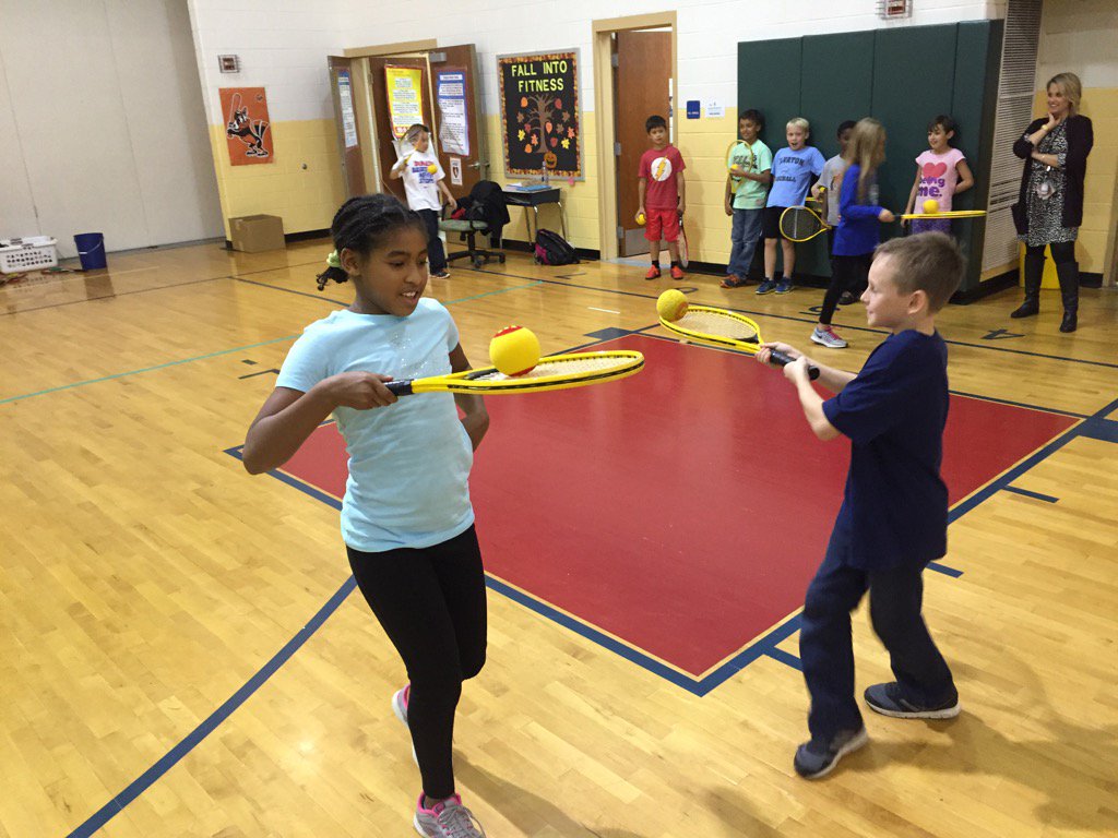 Nantucketaacps's tweet photo. Ms. German's PE students work on balance and hand-eye coordination #aacpsawesome https://t.co/8NeDcDbeV7
