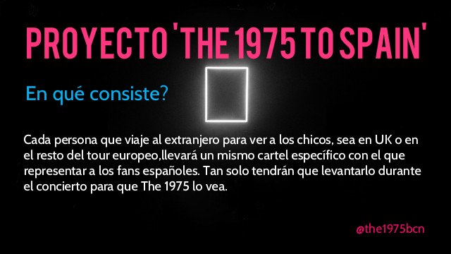 The1975bcn's tweet photo. // PROYECTO 'THE 1975' TO SPAIN' // #The1975SpanishTeam #SpainWantsThe1975 Necesitamos vuestra participación! https://t.co/B4uK41l77B
