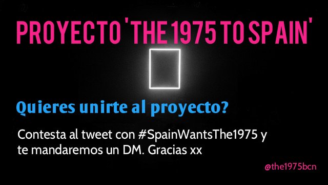 The1975bcn's tweet photo. // PROYECTO 'THE 1975' TO SPAIN' // #The1975SpanishTeam #SpainWantsThe1975 Necesitamos vuestra participación! https://t.co/B4uK41l77B