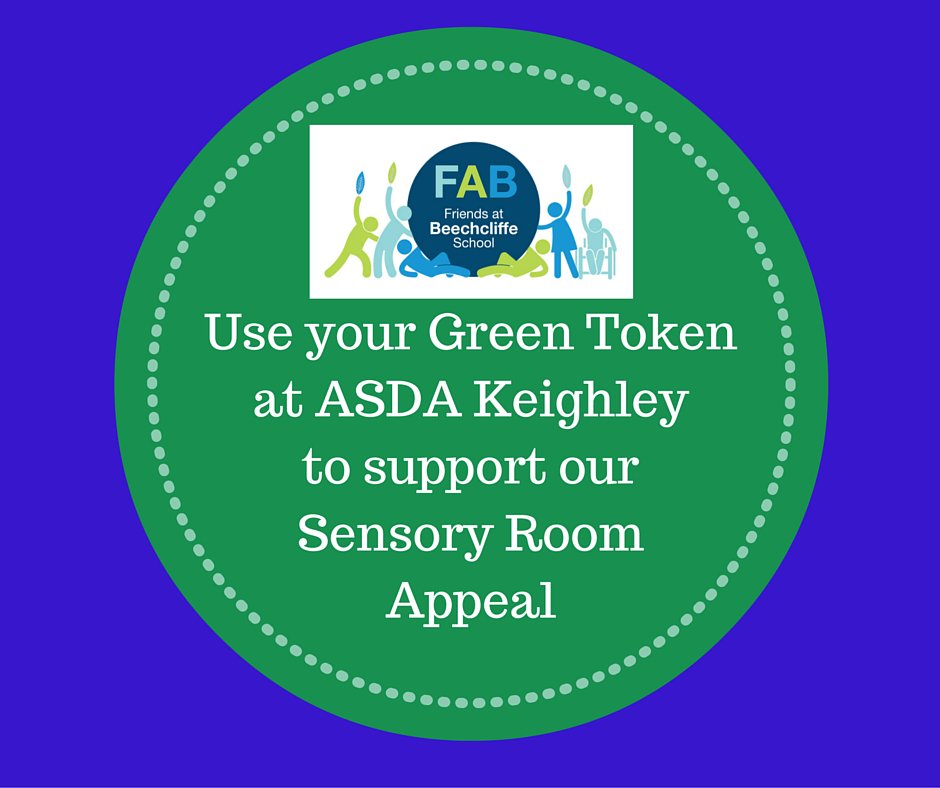 BeechcliffeFAB's tweet photo. Support us at Asda #Keighley in the green token scheme for funding towards a new sensory room for our pupils https://t.co/JKCOsRDB9z