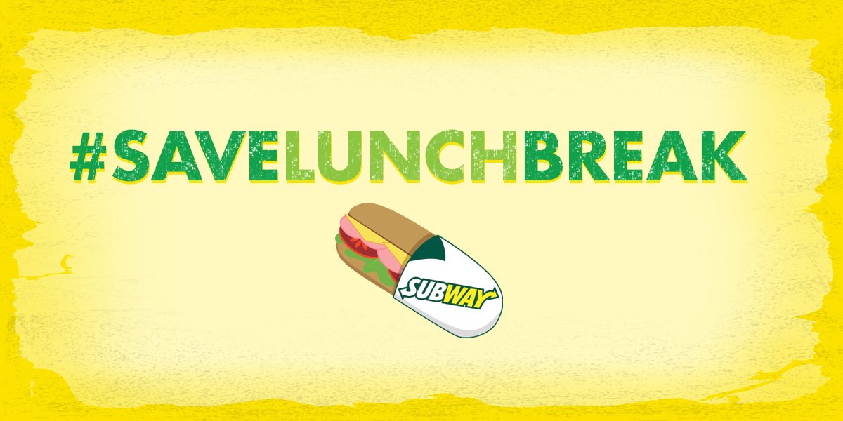 SUBWAY's tweet photo. Subs make everything better, even the #SaveLunchBreak hashtag. Use it and we’ll add a sandwich to your tweet! https://t.co/eQ9u66jE8A