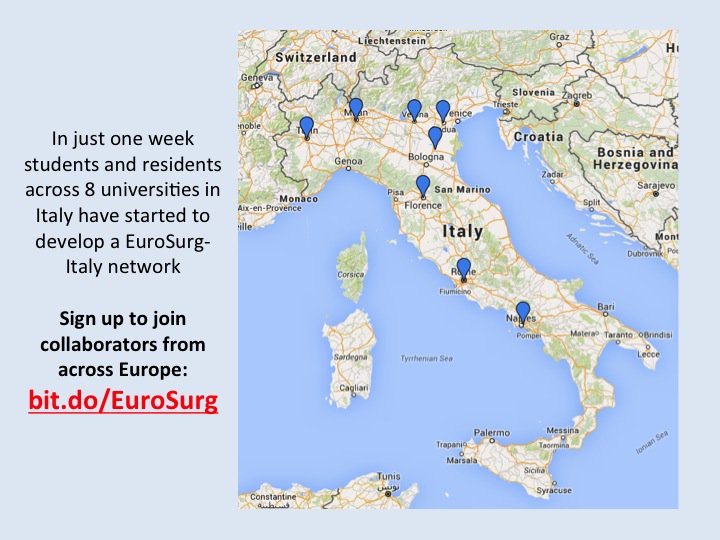 EuroSurg's tweet photo. In just one week Italian students and residents have already developed a network of 8 universities! Join them today! https://t.co/4RwRAouCKG