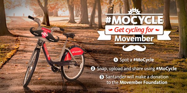 A number of <a href="/SantanderCycles/">Santa</a> have sprouted a Mo for Movember. Snap one and tweet #MoCycle to raise money for charity