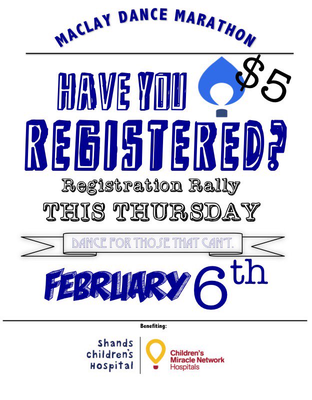 dmatmaclay's tweet photo. MACLAY STUDENTS: Come to the courtyard at lunch tomorrow with $5 to register for the Dance Marathon! #dmatmaclay https://t.co/2AtDo7d0Wa