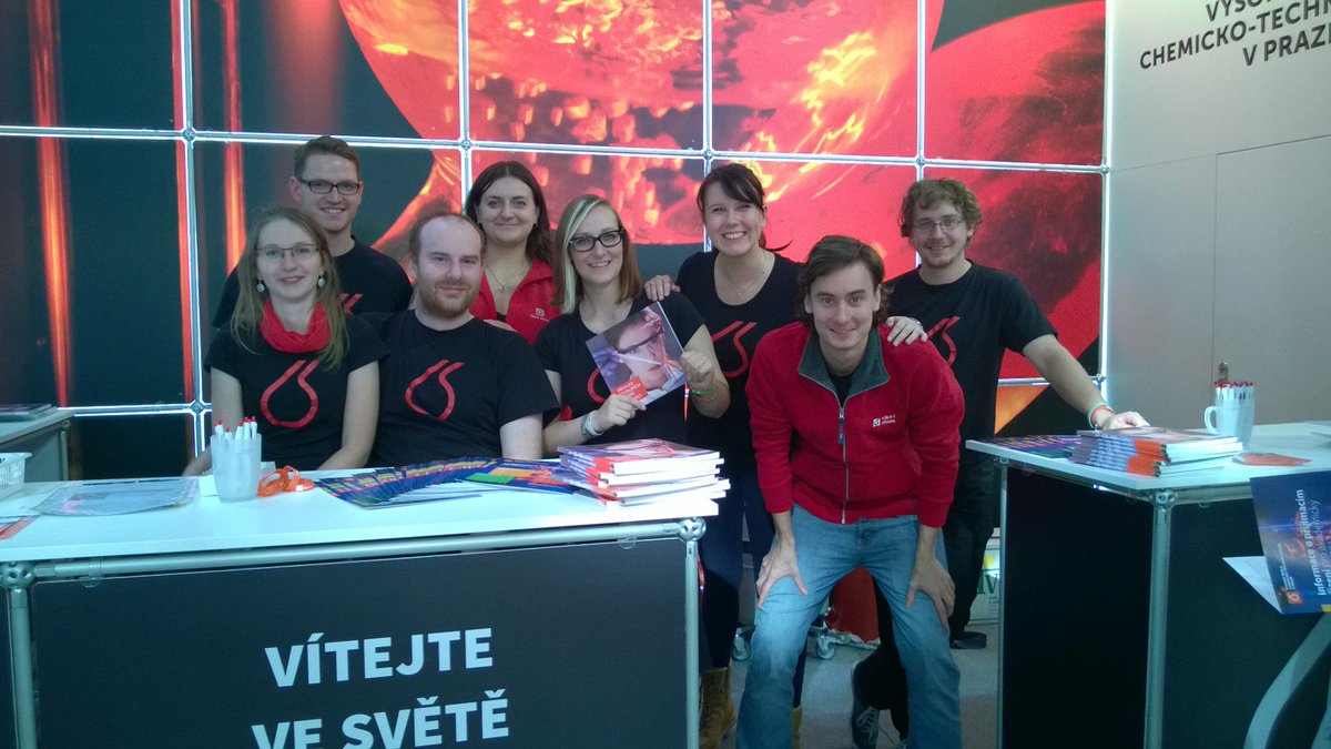 VSCHT's tweet photo. Our unstoppable team of volunteers, in the brand new stand, getting young kids to study at UCT
#gaudeamus #brno https://t.co/SoL884uM0g