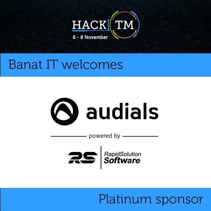 HackTMro's tweet image. We are welcoming our uber-awesome #HackathonPartner @AudialsSoftware powered by RapidSolution Software. #HackTM2015