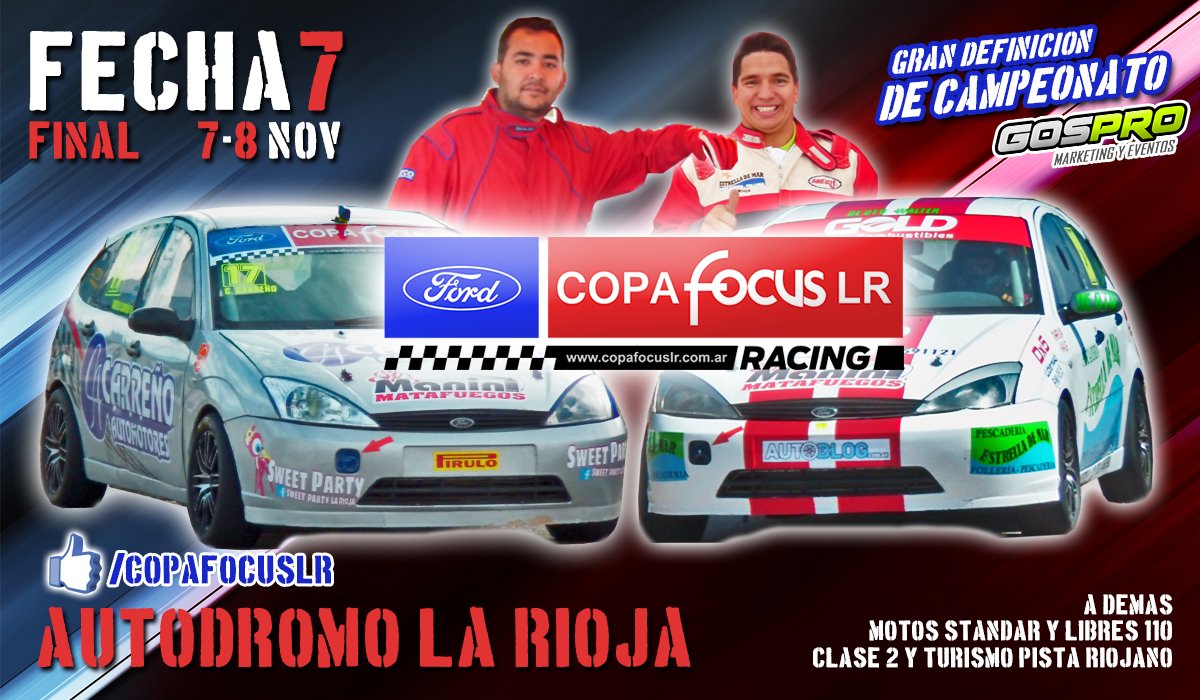copafocuslr's tweet photo. CITA OBLIGADA ESTE 7 Y 8 DE NOVIEMBRE EN EL AUTODROMO CIUDAD DE LA RIOJA, IMPERDIBLE DEFINICION DE LA COPAFOCUS https://t.co/IqgggH26tL