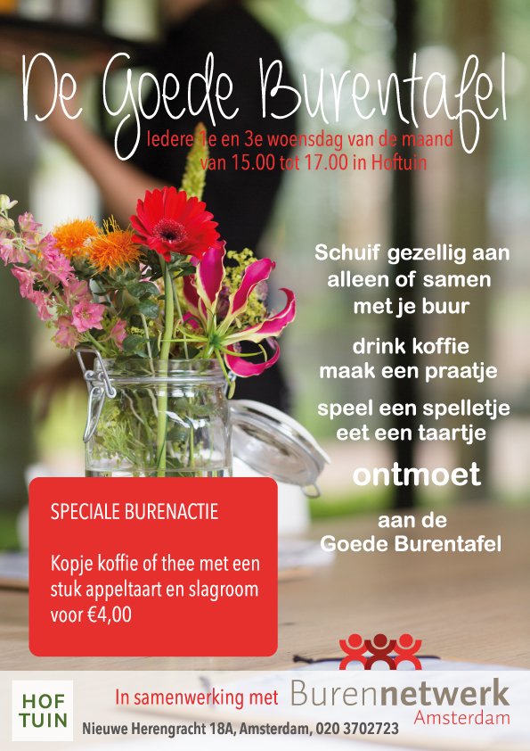 hoftuin's tweet image. Vanaf morgen organiseren we samen met @Burennetwerk De Goede Burentafel. Maak een praatje, ontmoet een onbekende...