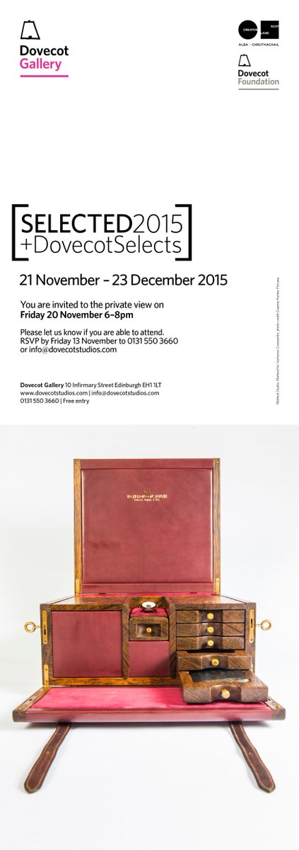 DovecotStudios's tweet photo. Join us Fri 20 Nov 6-8pm to celebrate #Selected2015 with @TBeasties @MethodStudio @dashingtweeds #craftsmanship https://t.co/XNQRn27CXE