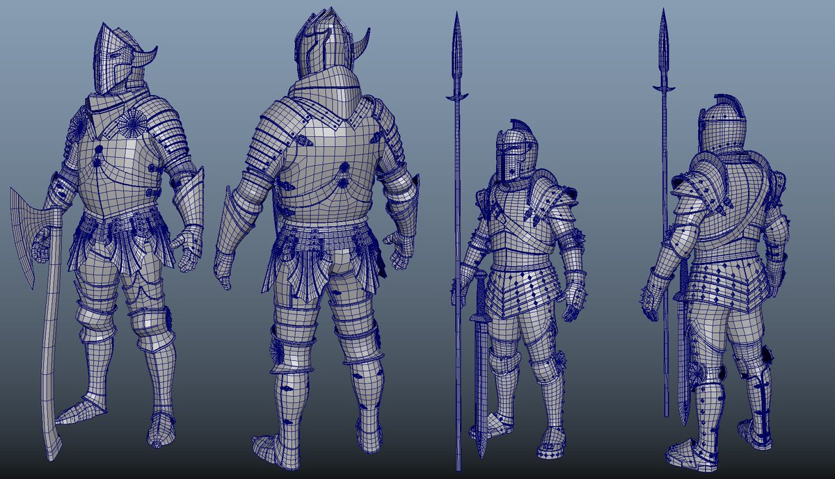 VojtechLacina's tweet photo. Quick characters for a client,modeling and uvs only #knight #medieval #hardsurface #polymodel #maya #subdivision https://t.co/5iwjsU7qsq
