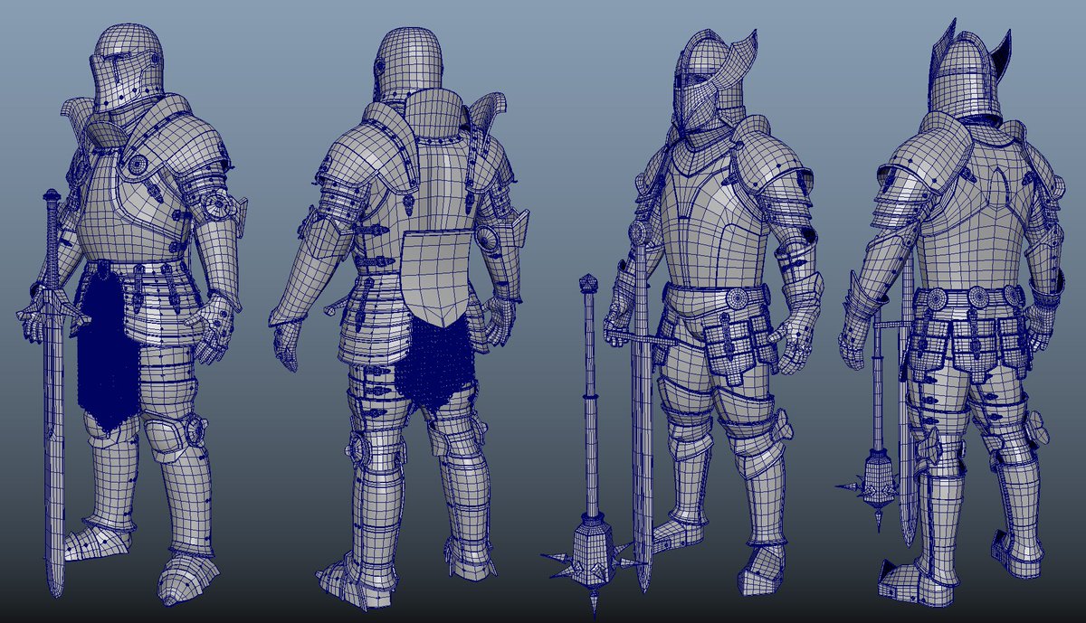 VojtechLacina's tweet photo. Quick characters for a client,modeling and uvs only #knight #medieval #hardsurface #polymodel #maya #subdivision https://t.co/5iwjsU7qsq