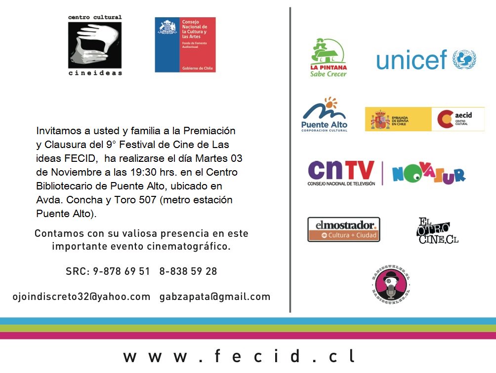 FECID_Cine's tweet photo. Hoy Premiación Festival #FECID en Centro Bibliotecario de Puente Alto @panoramasgratis https://t.co/b02jHsYvI1
