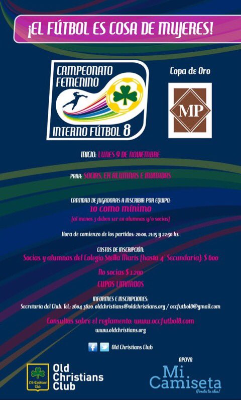 OCCFUTBOL8's tweet photo. El lunes 9 arranca el campeonato ¿Ya estás inscripto? A no dormirse, cupos limitados! https://t.co/qj8RycyJ8X