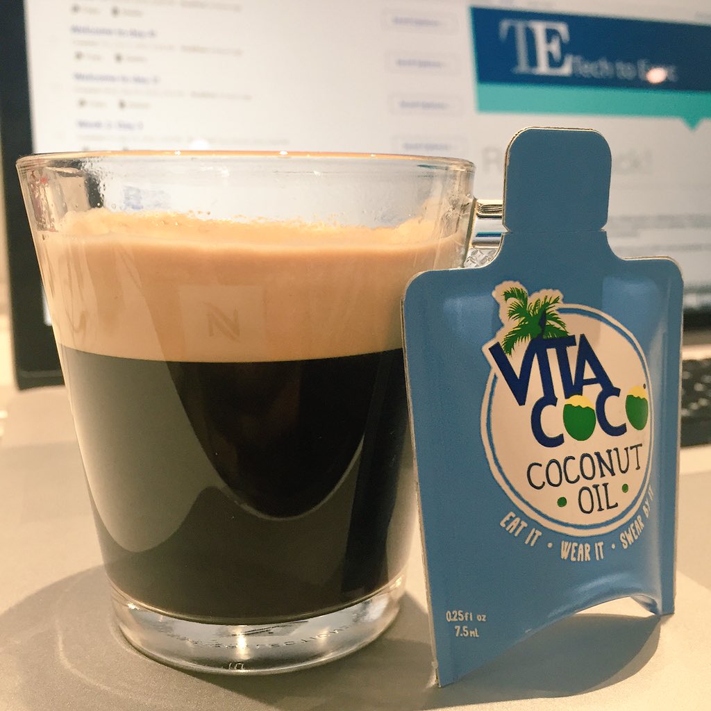 TechtoExec's tweet image. What&apos;s your mid afternoon pick up? For our go to it&apos;s a double expresso and coconut oil. #vitacoco #Nespresso