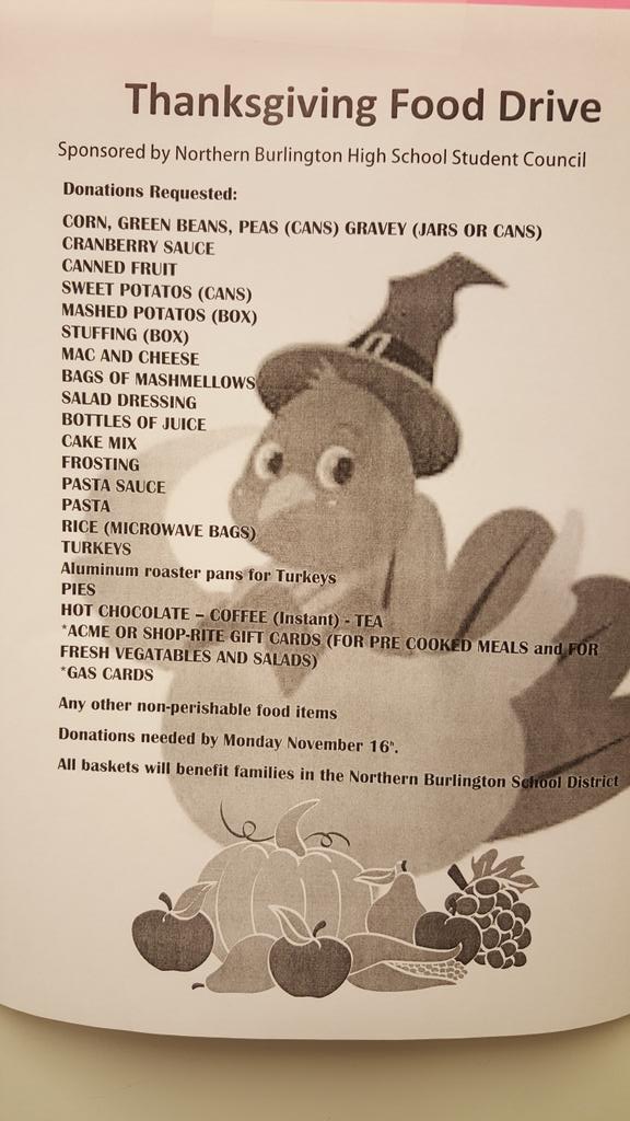 Nbcnhs's tweet photo. Bring in nonperishable items by Nov 16. Stop by Newman's room to get NHS points and then hand them in for English. https://t.co/1eyUs727AR
