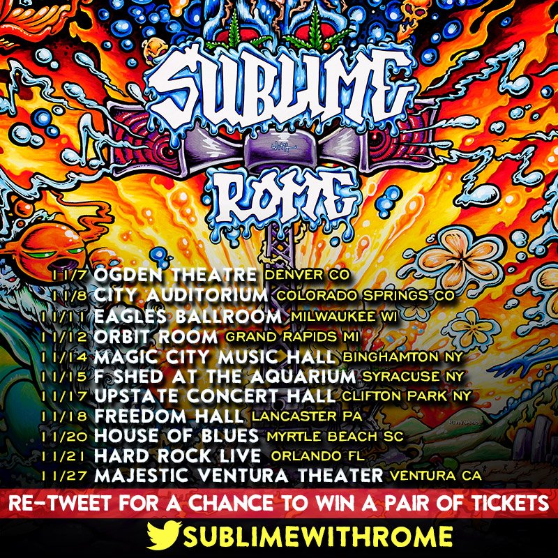 SublimewithRome's tweet photo. Want to WIN tickets to our fall tour?! RT to enter, and check out tour dates here: https://t.co/vSLBsOe0mN https://t.co/uBNrqn1iMM