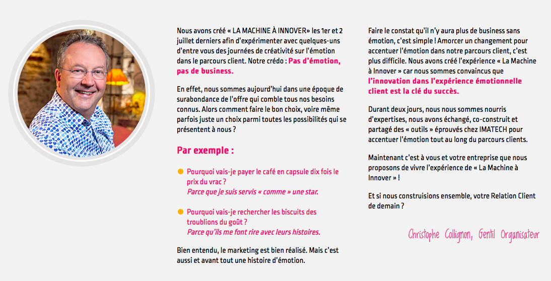 Penser #client au coeur des Business Models avec "La Machine à #Innover" avec <a href="/Ch_Collignon/">Christophe Collignon</a> lamachineainnover.fr/leconcept/ledi…