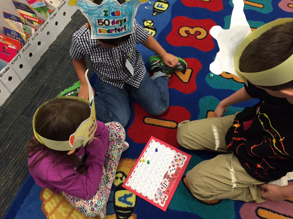 smzis's tweet photo. Happy 50th day of school!! Kindergarten is having fun counting in lots of different ways! #ncepride @vivgaunt https://t.co/QvmTjC5teC