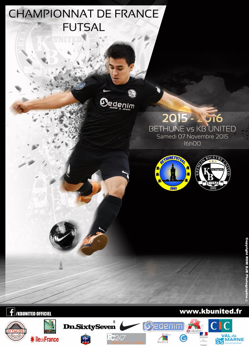 KBUnitedFutsal's tweet photo. #Journee7 Le @KBUnitedfutsal affronte Béthune Futsal samedi 07 Novembre 2015 à 16h00 https://t.co/FobZDw9KoF