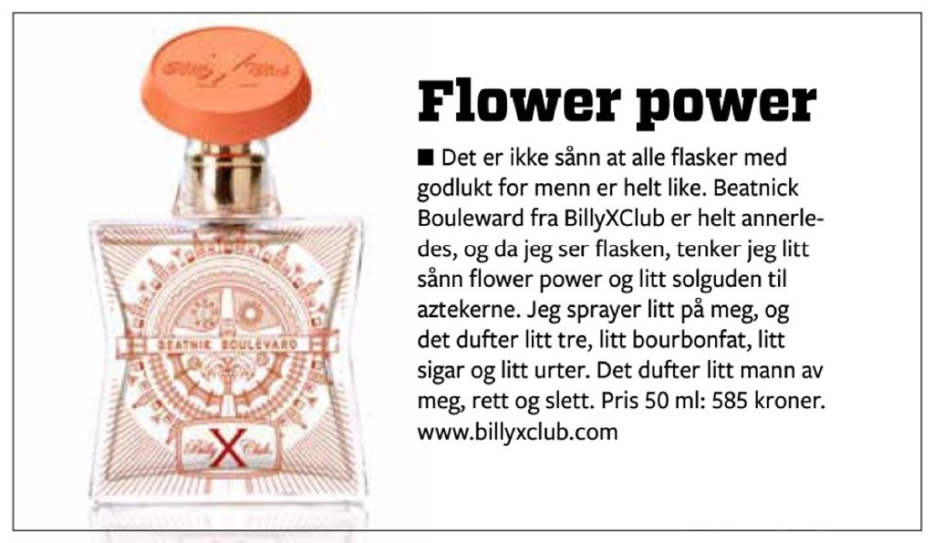 BillyXClub's tweet photo. Yeeey! One of our fragrances, Beatnik Boulevard, was featured on Vi Menn, Norway's biggest weekly magazine for men. https://t.co/Ipfmz17ATM