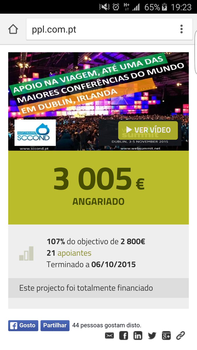 sccond's tweet photo. How @sccond is in Web Summit? Thanks to all supporters from our Crowdfunding Campaign #websummit #WebSummit2015 https://t.co/dZywHF6ezN
